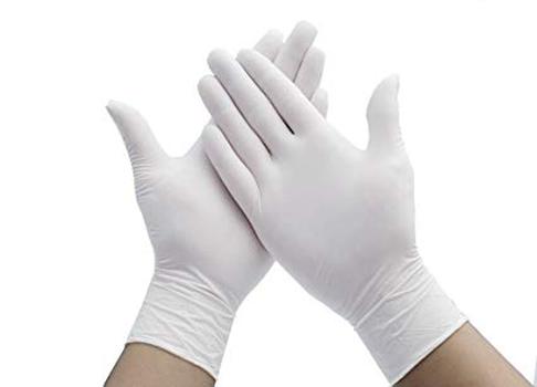 ถุงมือไนไตร Glove white nitrile 